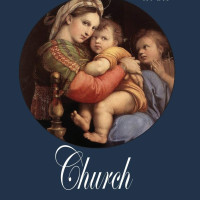Book cover painting of Mary holding Jesus
